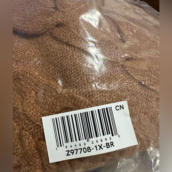 Venus One-Shoulder Turtleneck Size 1X Brown Chunky Knit Dolman Sleeves NWT - Picture 3 of 3